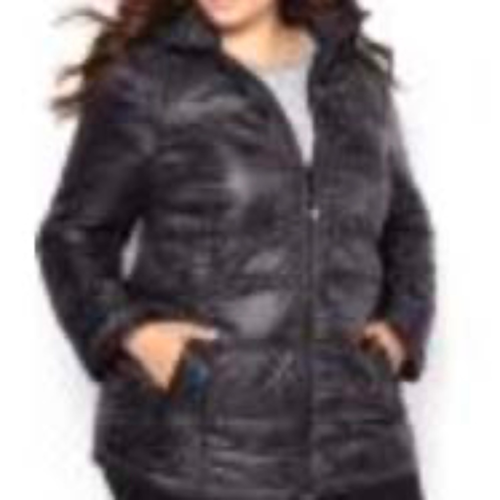 DOWN & FEATHER JACKET, BLACK, SIZE 5X, THINNER GREAT FOR SPRING, PACKABLE, ZIP